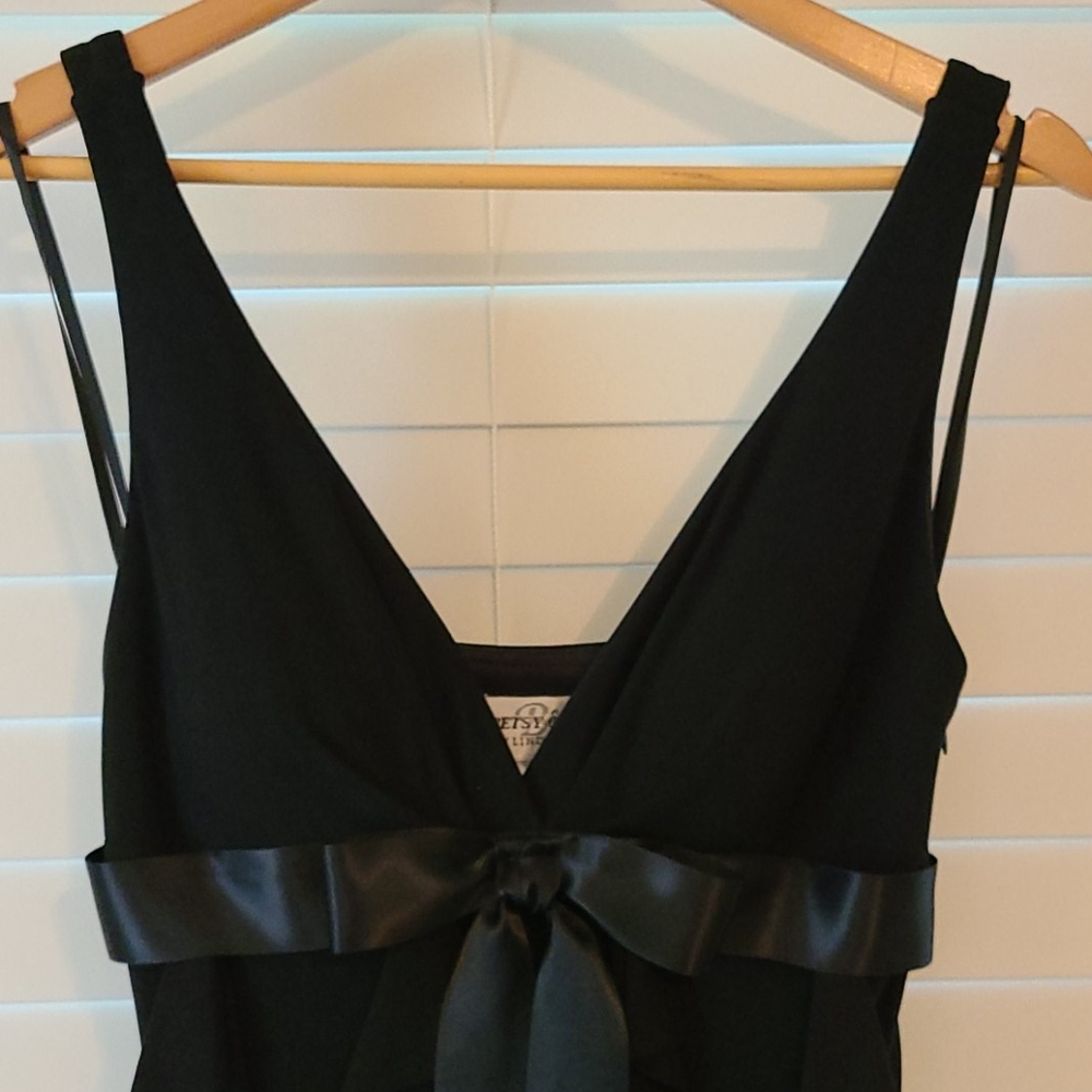 Black Ruffle Cocktail Dress with Satin Bow
